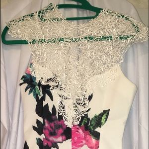 Ax Paris 6 women floral pnt crochet top midi dress